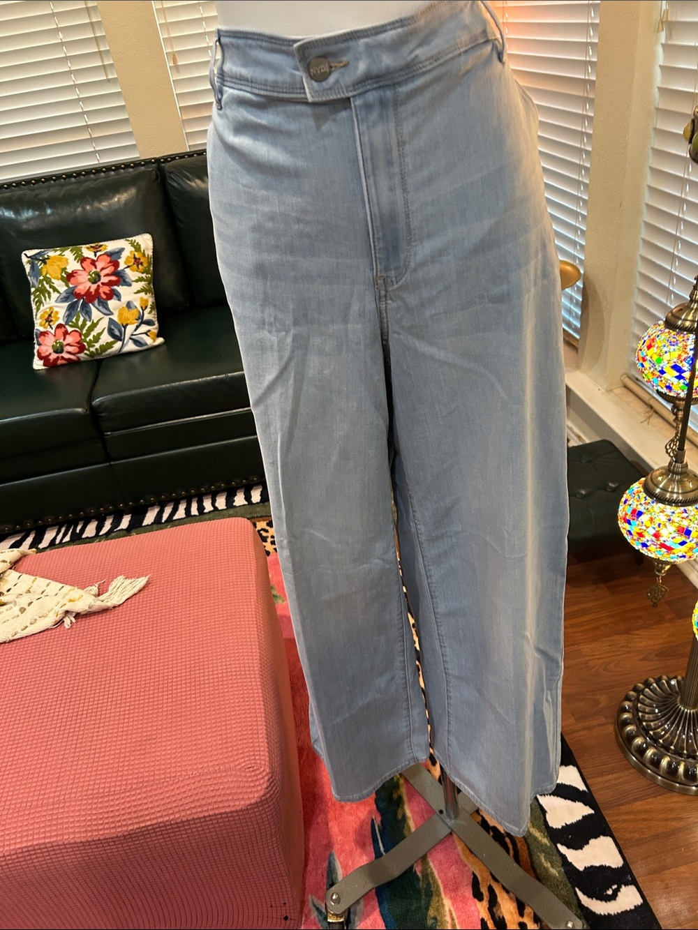 NYDJ Light Blue High-Rise Wide Leg Jeans